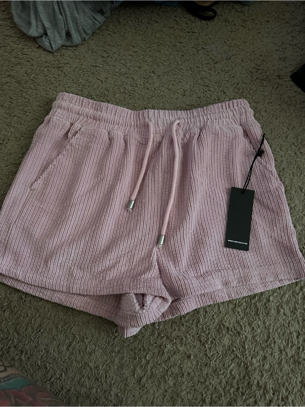Forever 21 Light Pink Ribbed Drawstring Athletic Shorts
